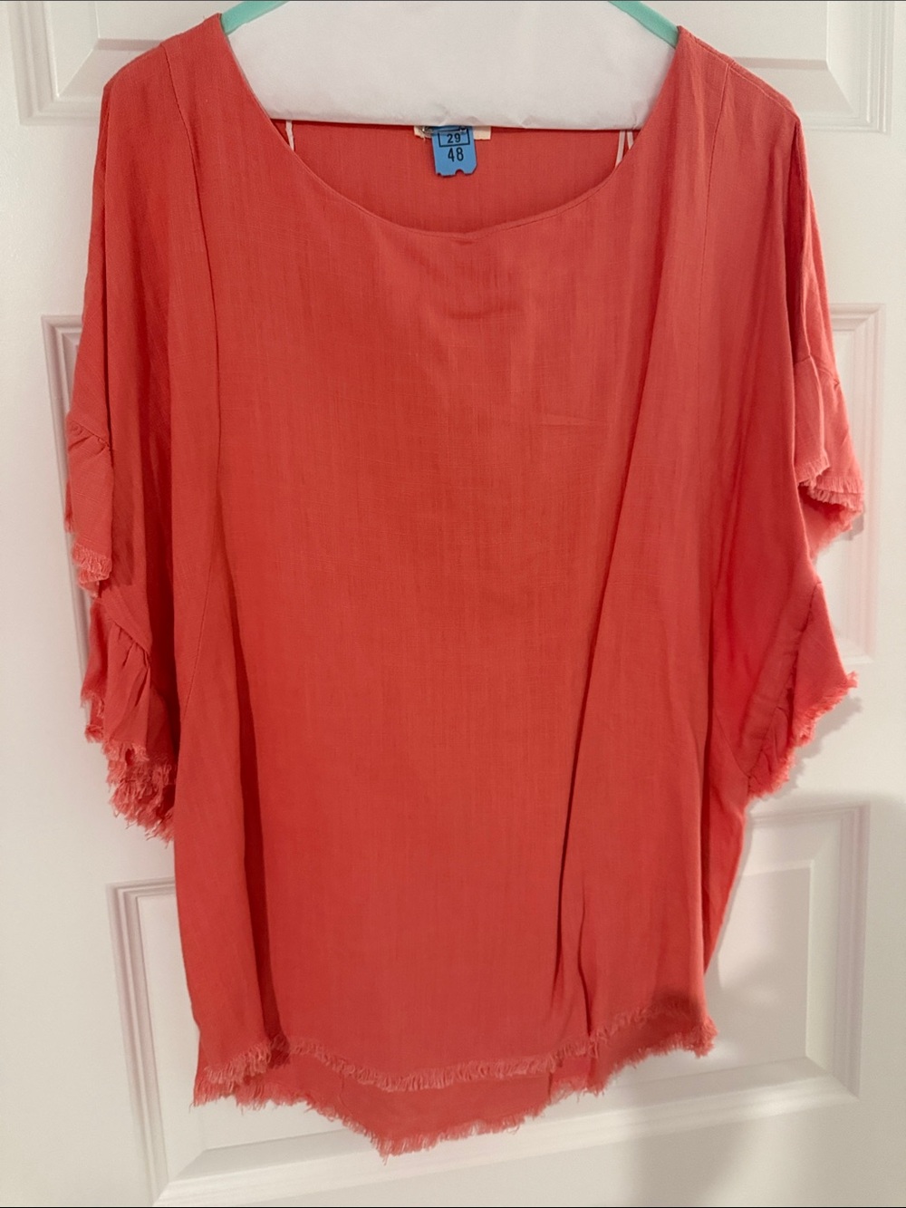 Umgee Coral Fringe Sleeve Tunic Top